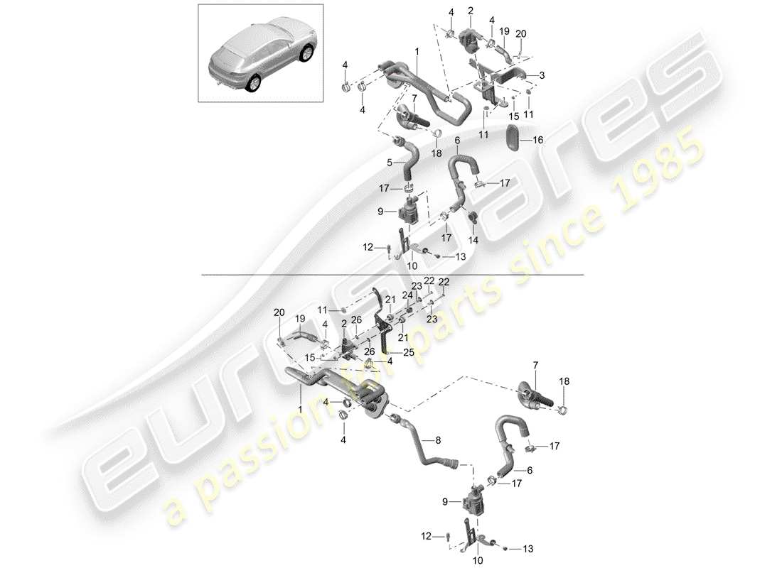 porsche 2016 (macan) calentador diagrama de piezas