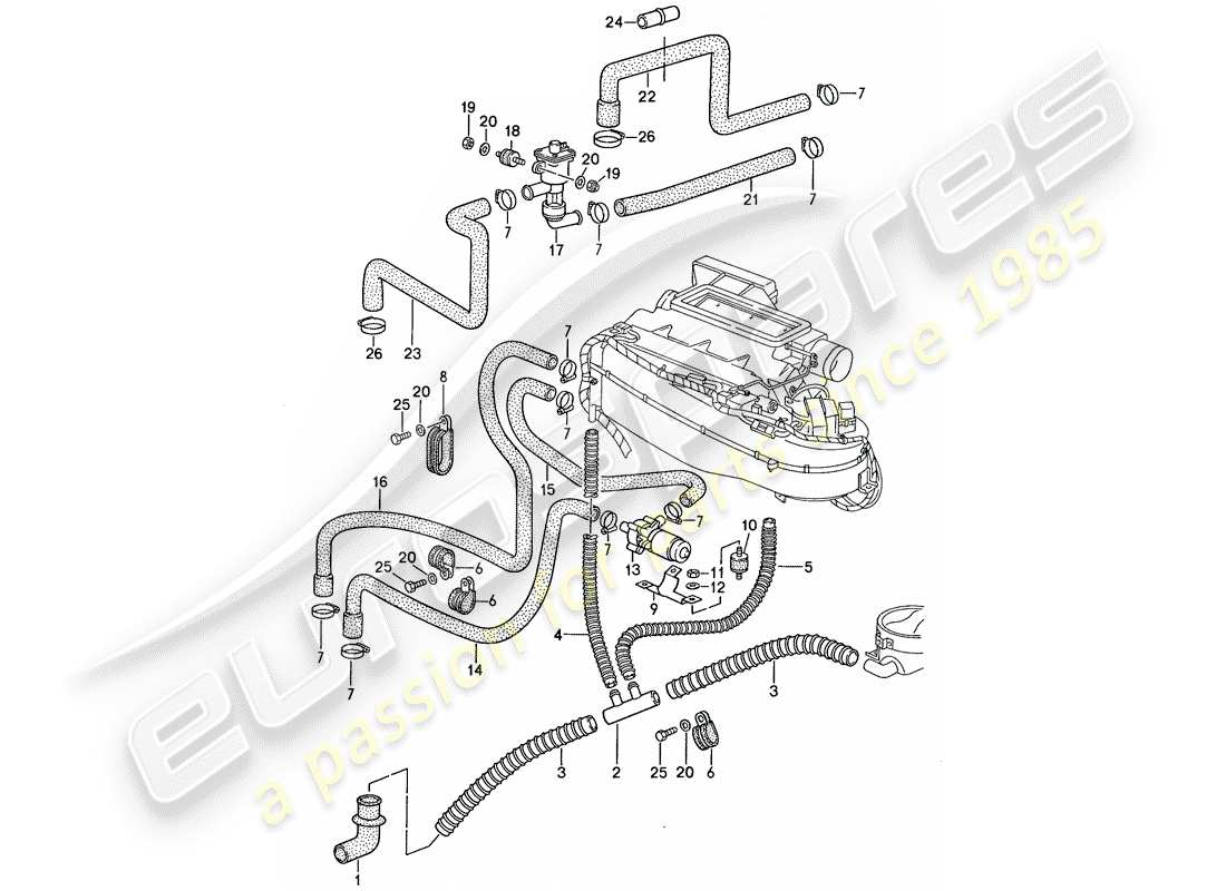 porsche 1988 (959) ventilación - sistema de calefacción 2 diagrama de piezas