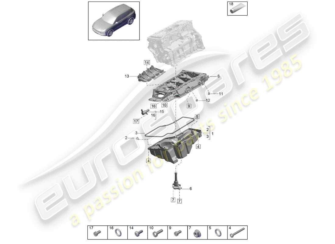 porsche 2019 (cayenne e3 9ya/9yb) oil-conducting housing diagrama de piezas