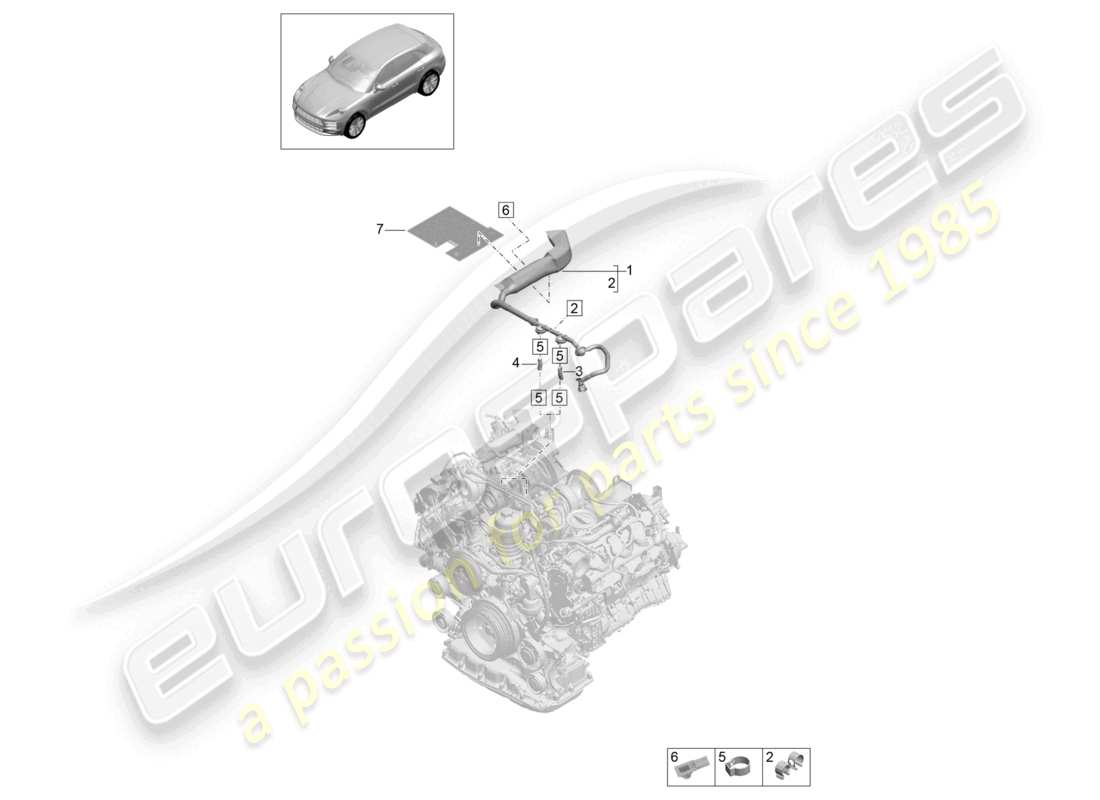 porsche 2020 (macan) línea de ventilación para el sistema de combustible diagrama de piezas