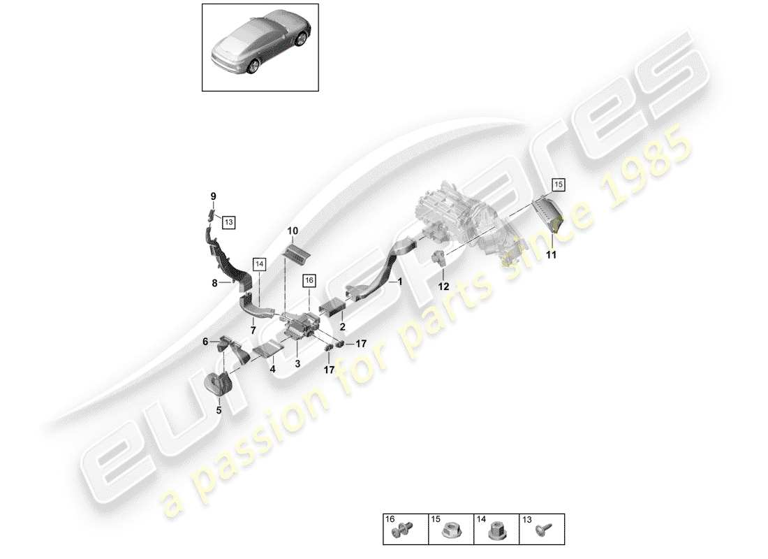 porsche 2017 (panamera 971-1) ducto de aire diagrama de piezas