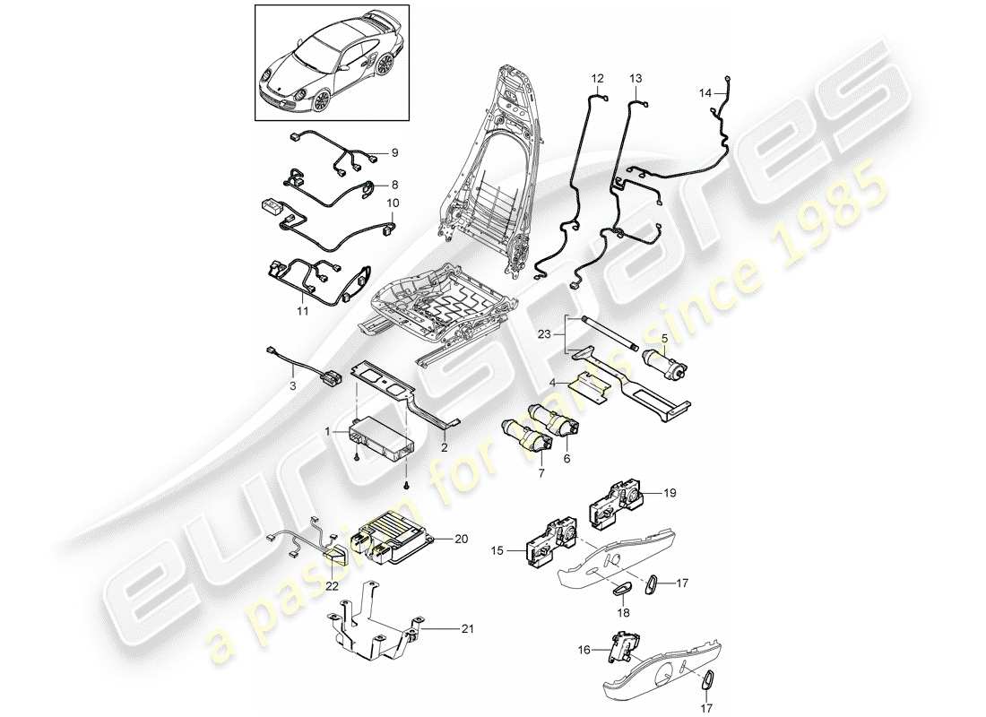 porsche 2013 (997-2 turbo / gt2 rs) arneses de cableado diagrama de piezas