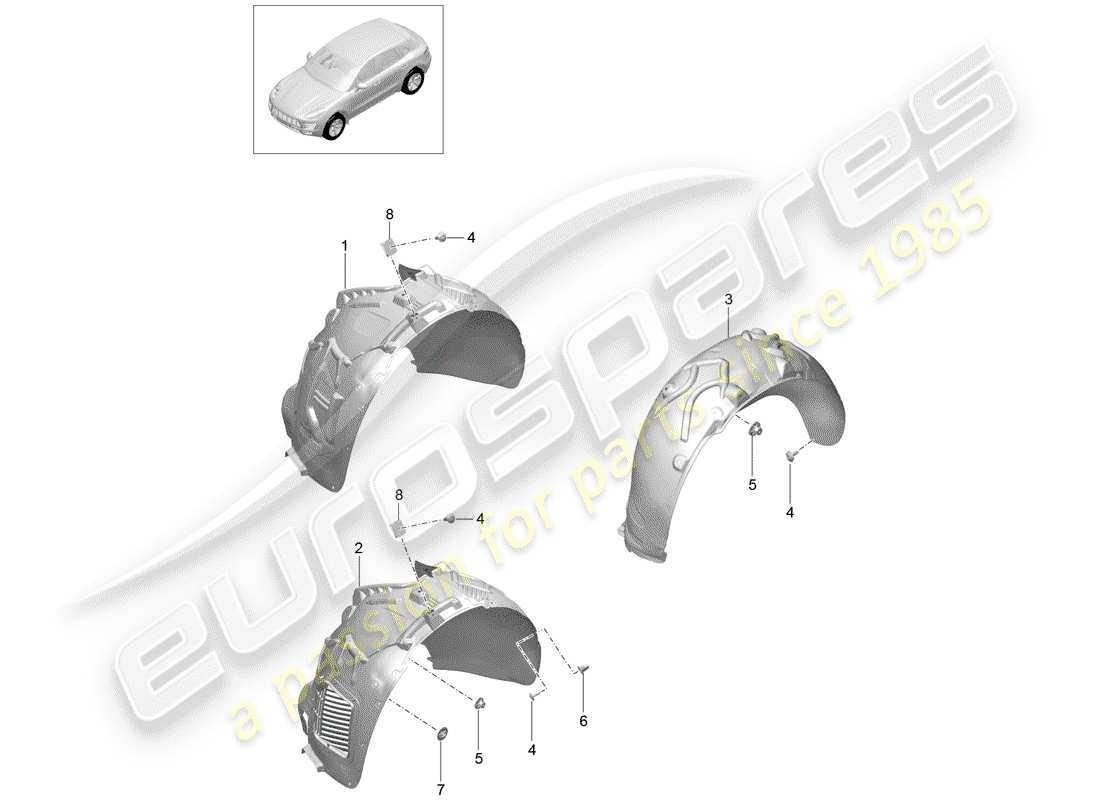 porsche 2016 (macan) diagrama de piezas del revestimiento