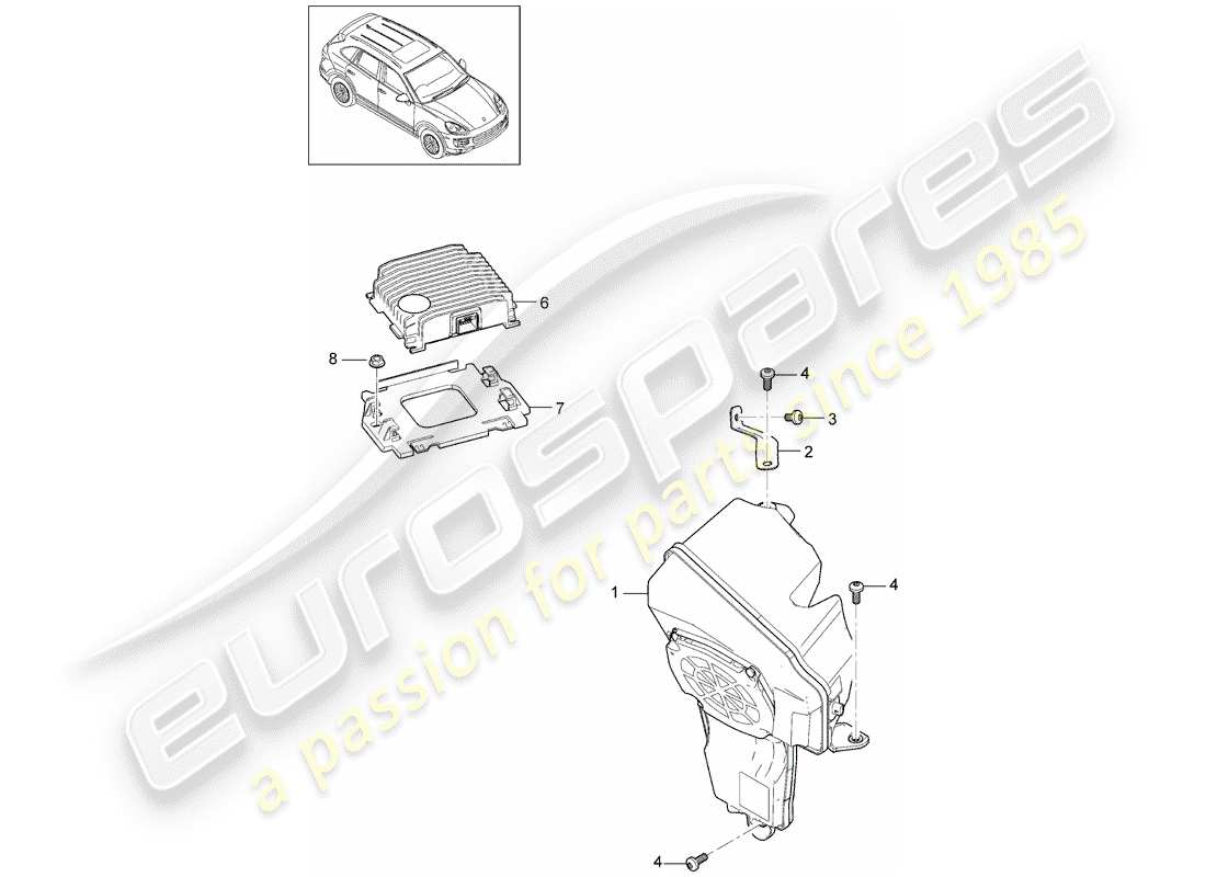 porsche 2016 (cayenne e2 92a) diagrama de piezas del altavoz