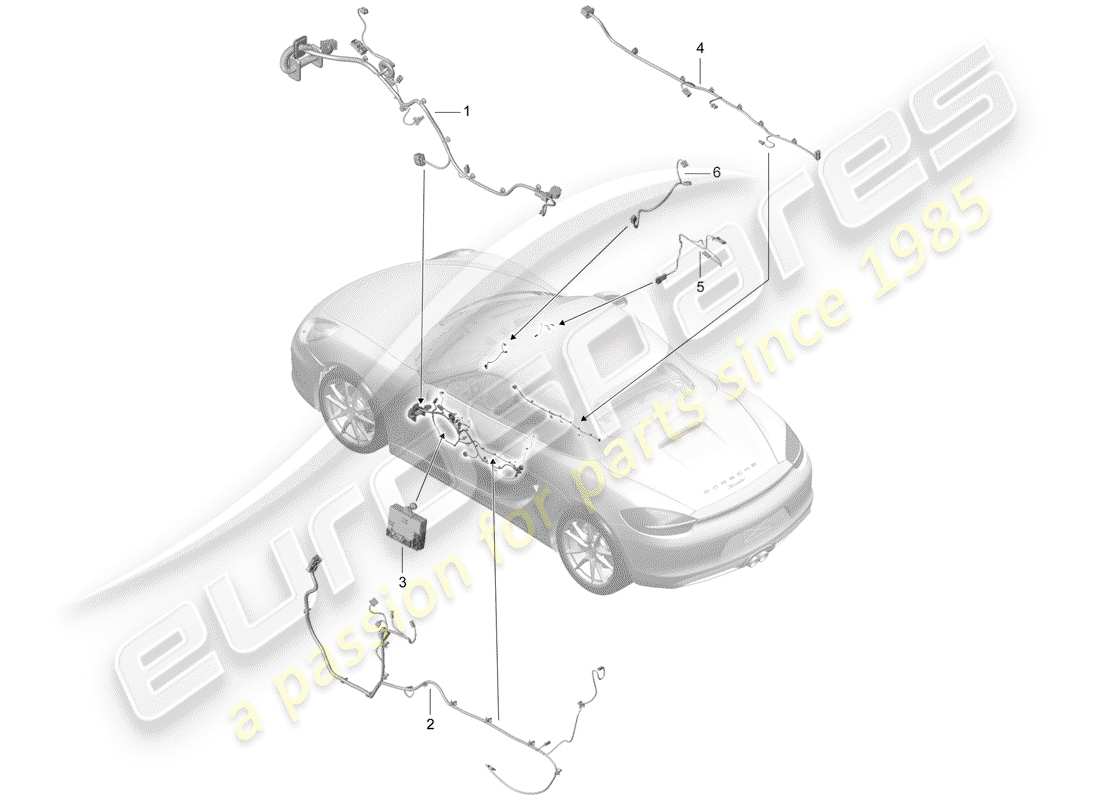porsche 2013 (981 boxster) cableando arneses diagrama de piezas