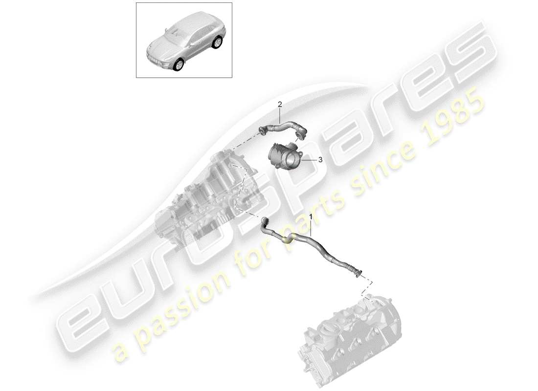porsche 2016 (macan) diagrama de piezas de la línea de respiradero