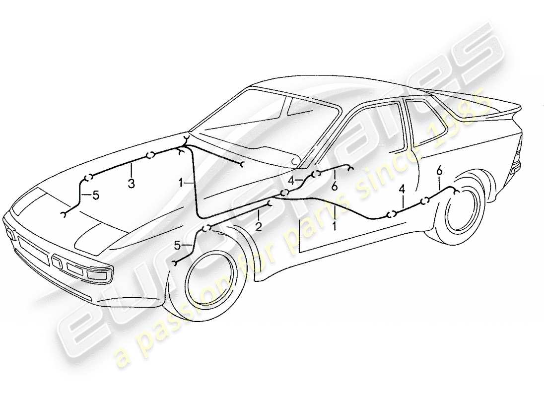 porsche 1991 (944) mazo de cables - sistema de freno antibloqueo -abs- - indicador de desgaste de pastillas de freno diagrama de piezas