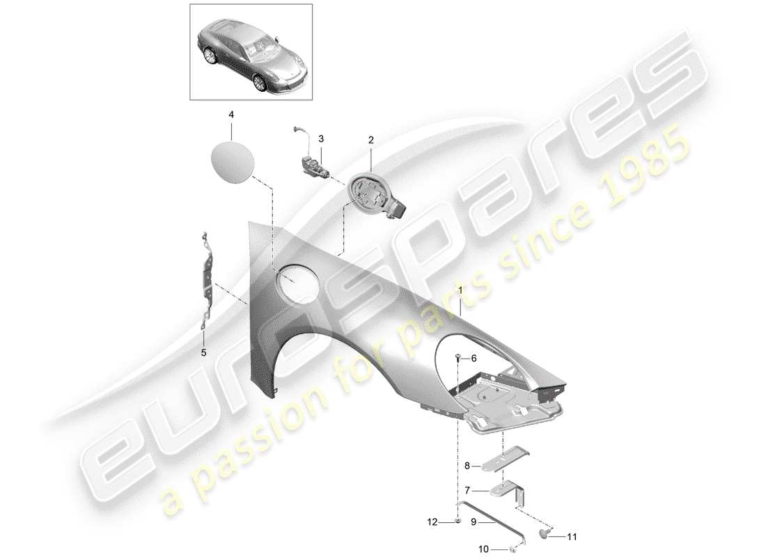 porsche 2020 (991-2 r/gt3/rs) defensa diagrama de piezas