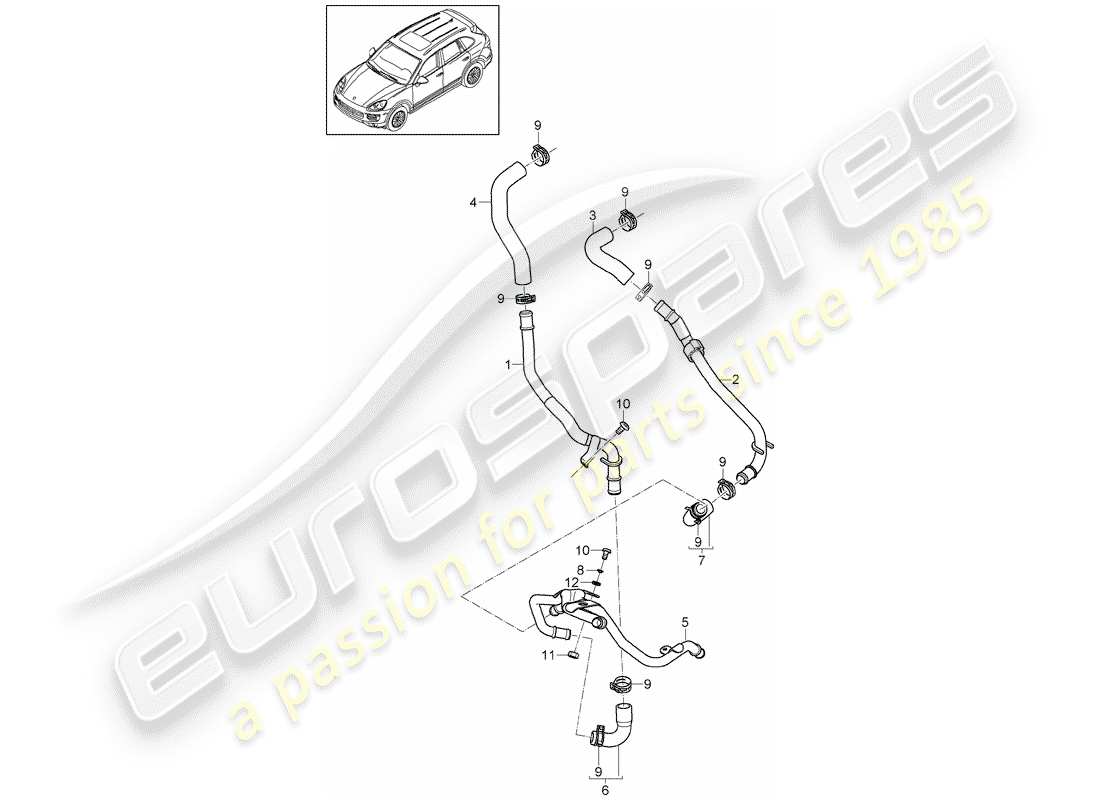 porsche 2015 (cayenne e2 92a) calentador diagrama de piezas