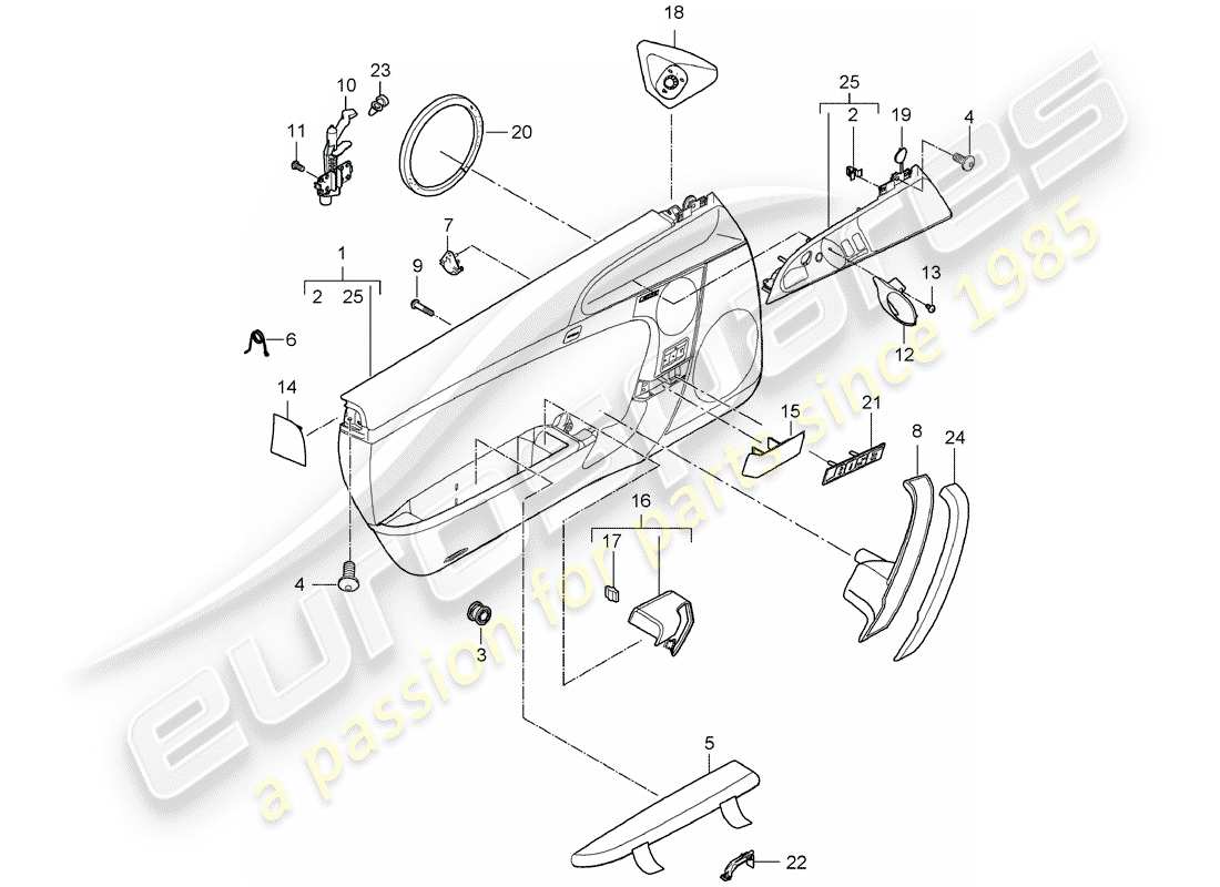 porsche 2009 (997-2) diagrama de piezas del panel de puerta
