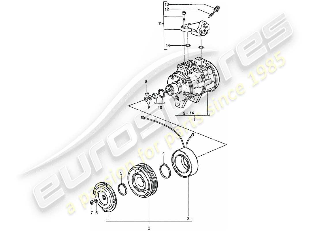 porsche 1991 (944) compresor diagrama de piezas