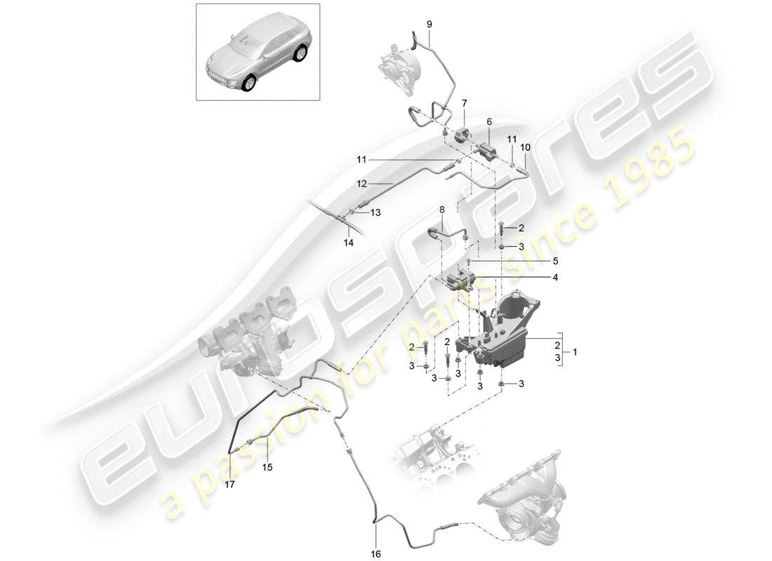 porsche 2014 (macan) para vehículos con carga diagrama de piezas