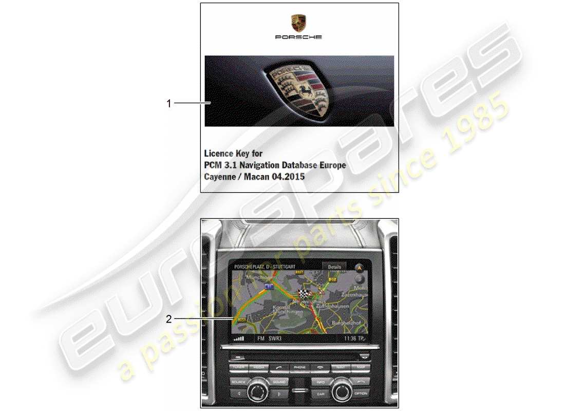 porsche 2013 (tequipment cayenne) sistema de navegación diagrama de piezas