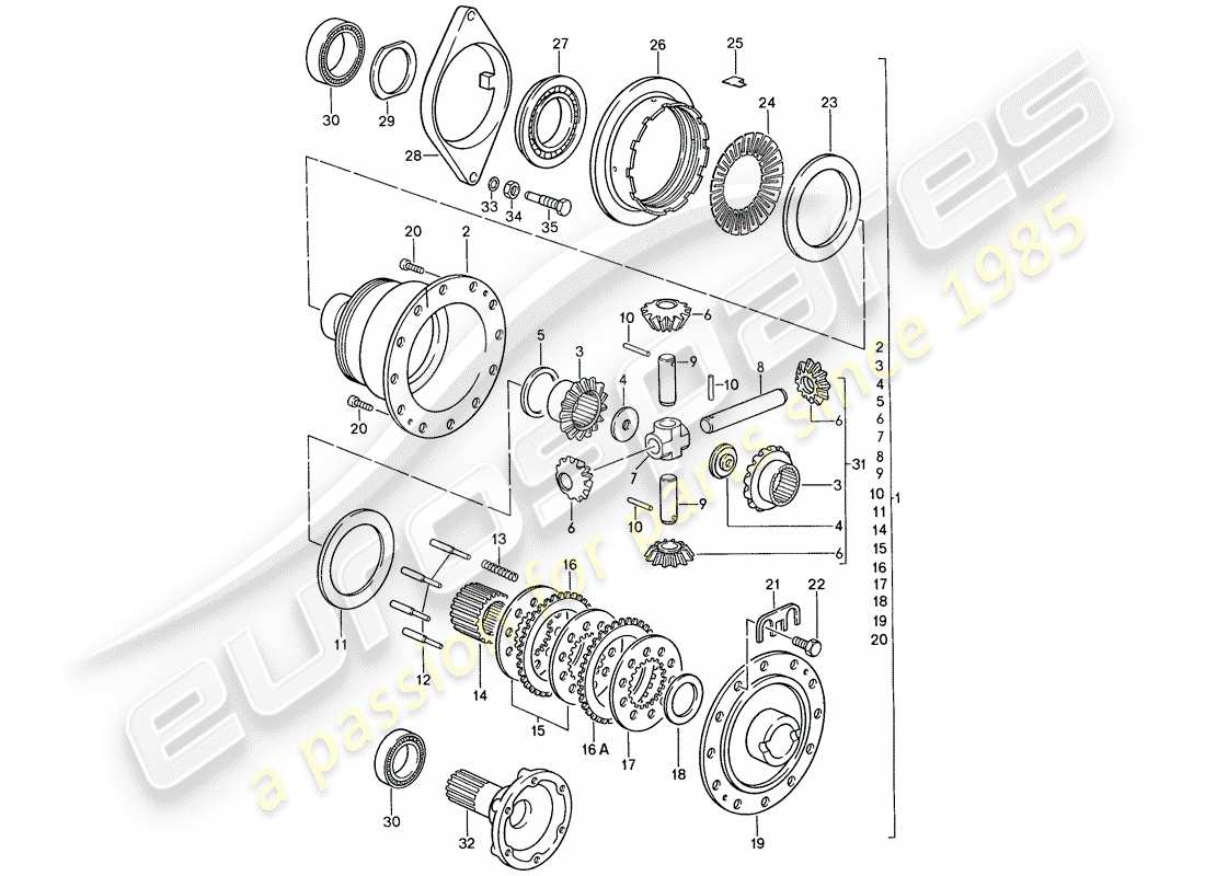 porsche 1990 (928) transmisión automática - porsche - diferencial de deslizamiento limitado - d - mj 1990>> diagrama de piezas