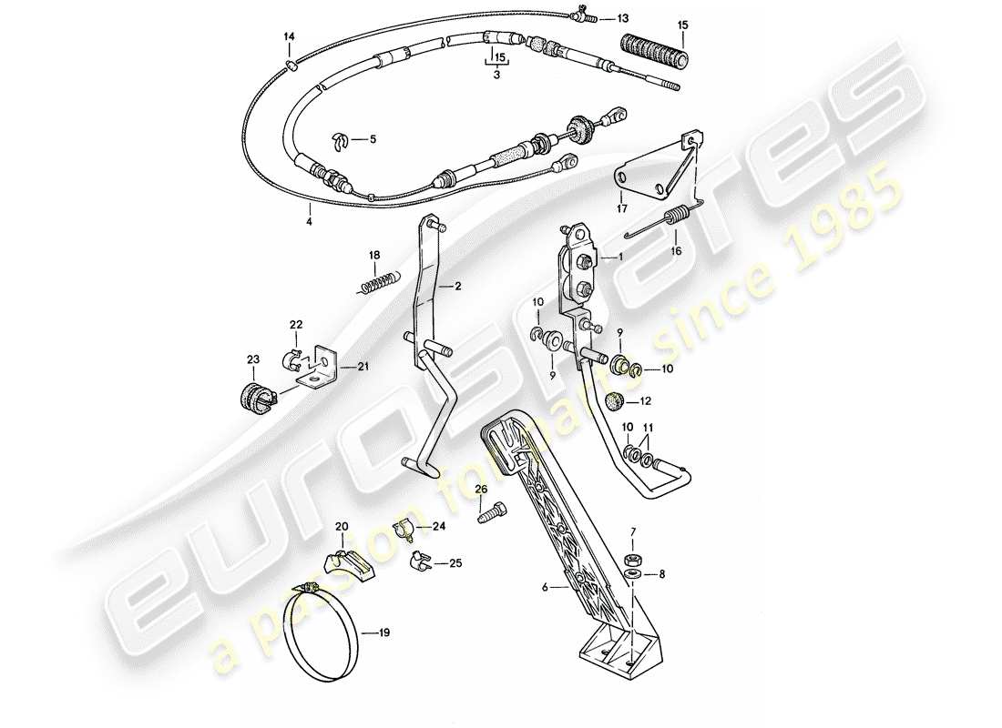 porsche 1987 (924s) control del acelerador - para - transmisión automática diagrama de piezas