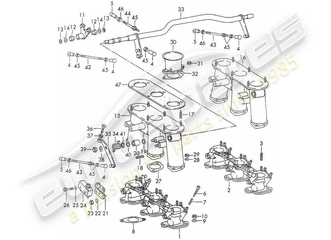 porsche 1972 (911) sistema de inyección - cuerpo del mariposa - d >> - mj 1971 diagrama de piezas