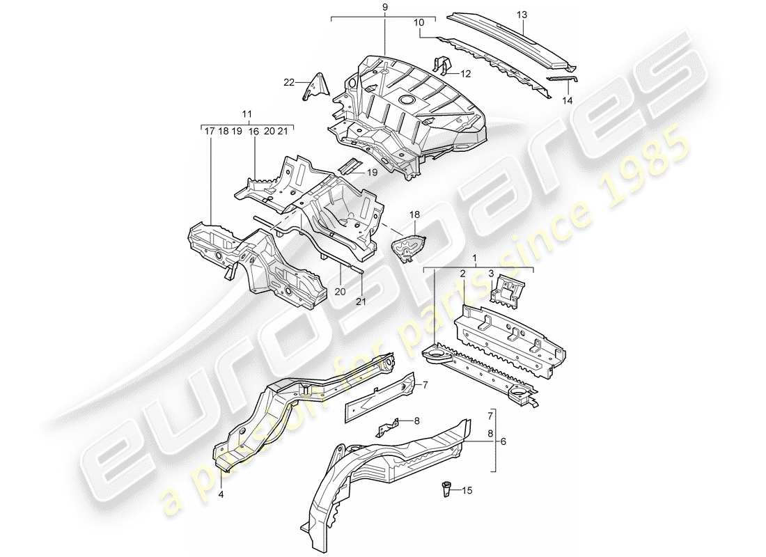 porsche 2005 (996) diagrama de piezas del extremo trasero
