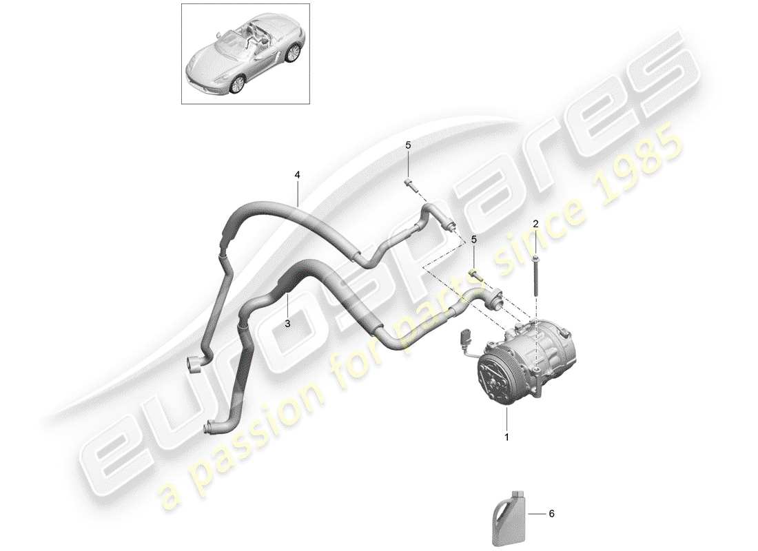 porsche 2017 (718 boxster) diagrama de piezas del compresor