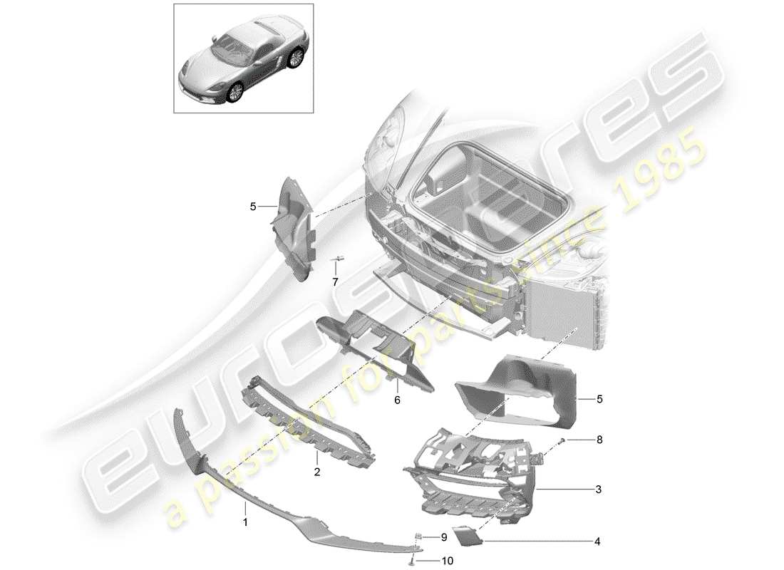 porsche 2019 (718 boxster) ducto de aire diagrama de piezas