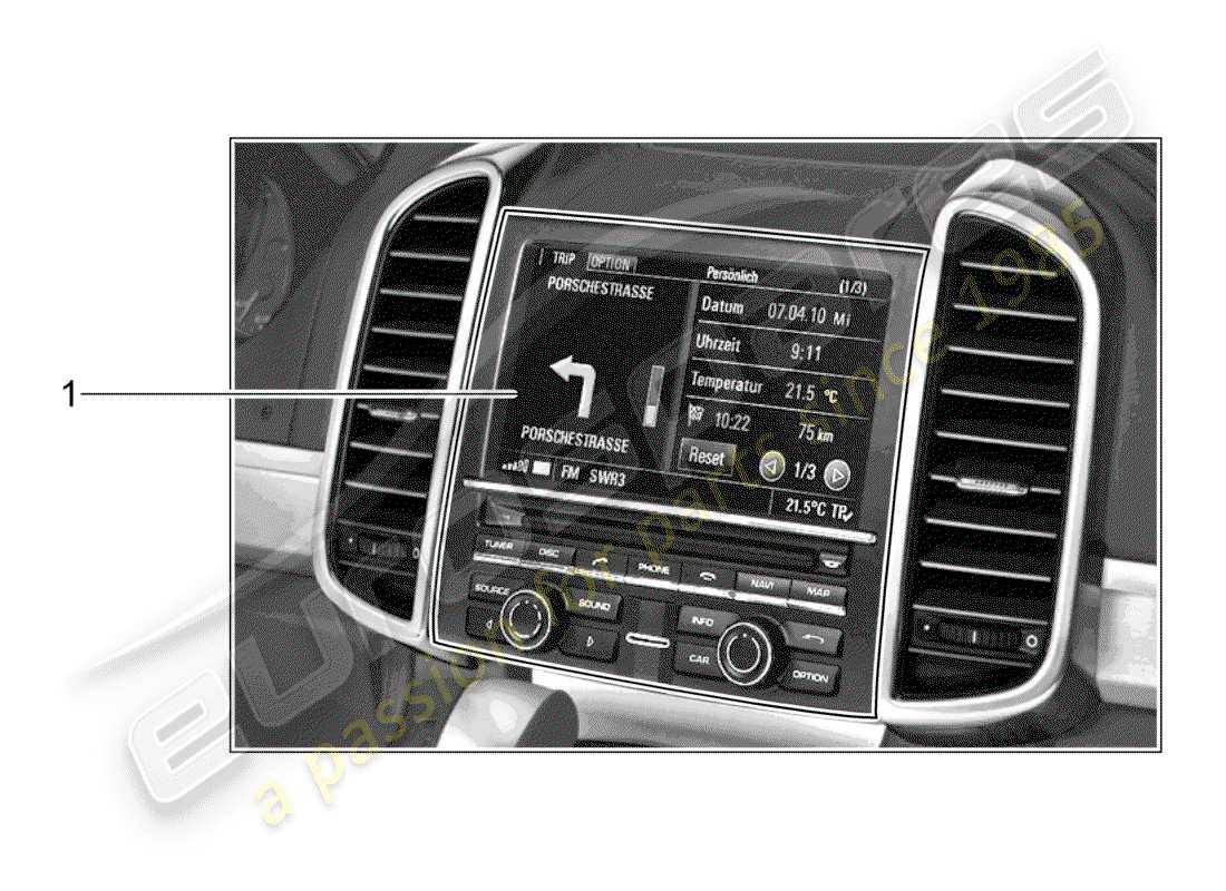 porsche 2010 (tequipment cayenne) sistema de navegación diagrama de piezas