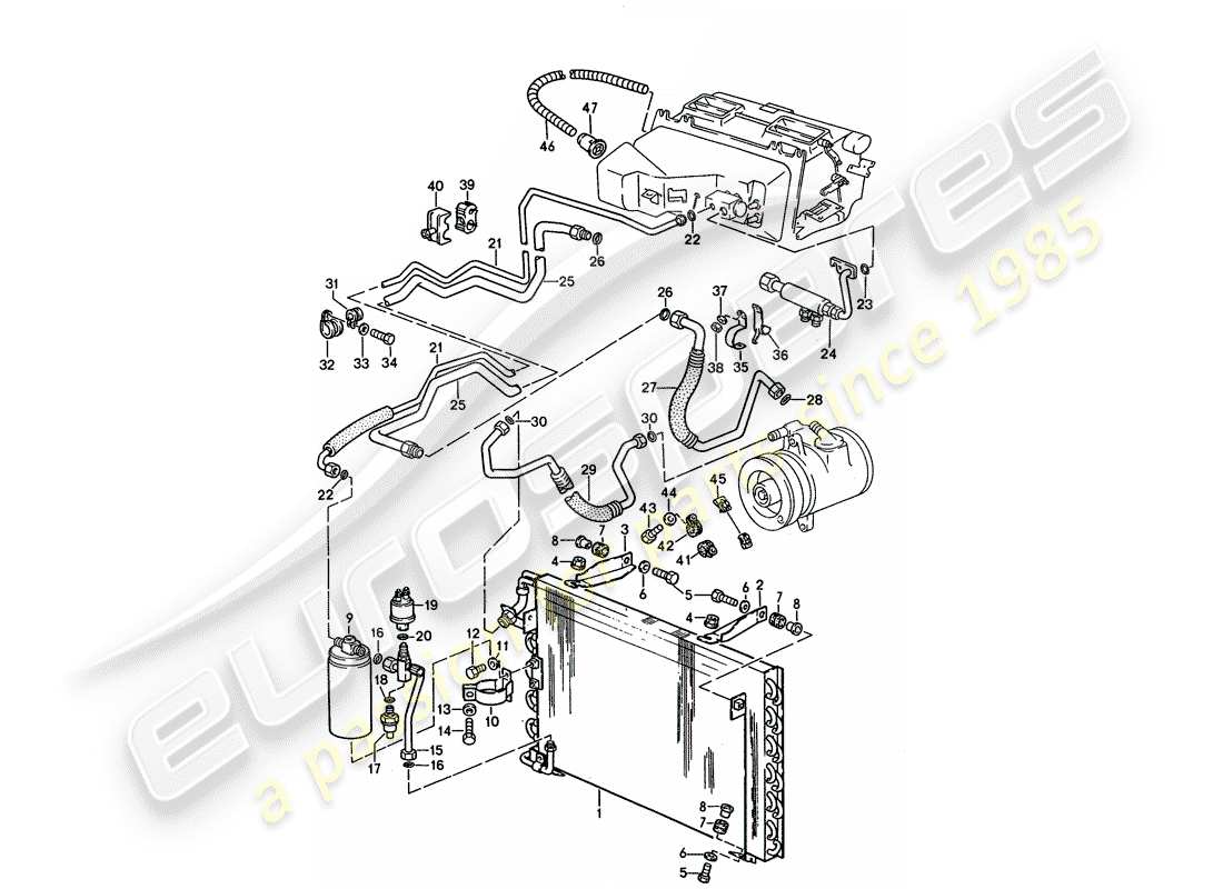 porsche 1994 (928) aire acondicionado automatico - líneas - y - unidades auxiliares esquema de piezas