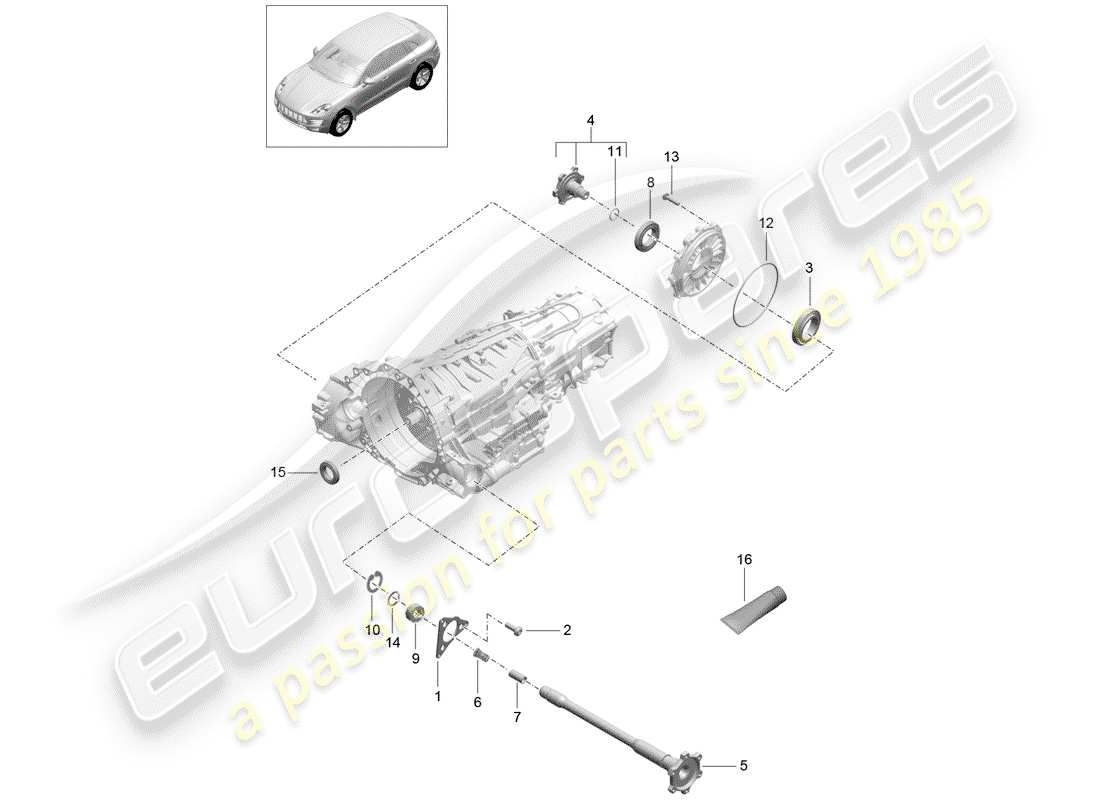 porsche 2016 (macan) - pdk - diagrama de piezas