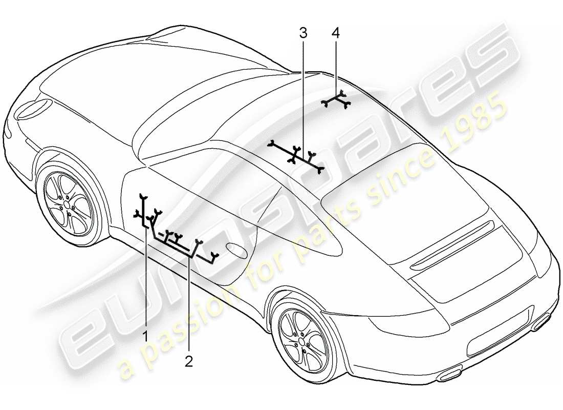 porsche 2009 (997-2) cableando arneses diagrama de piezas