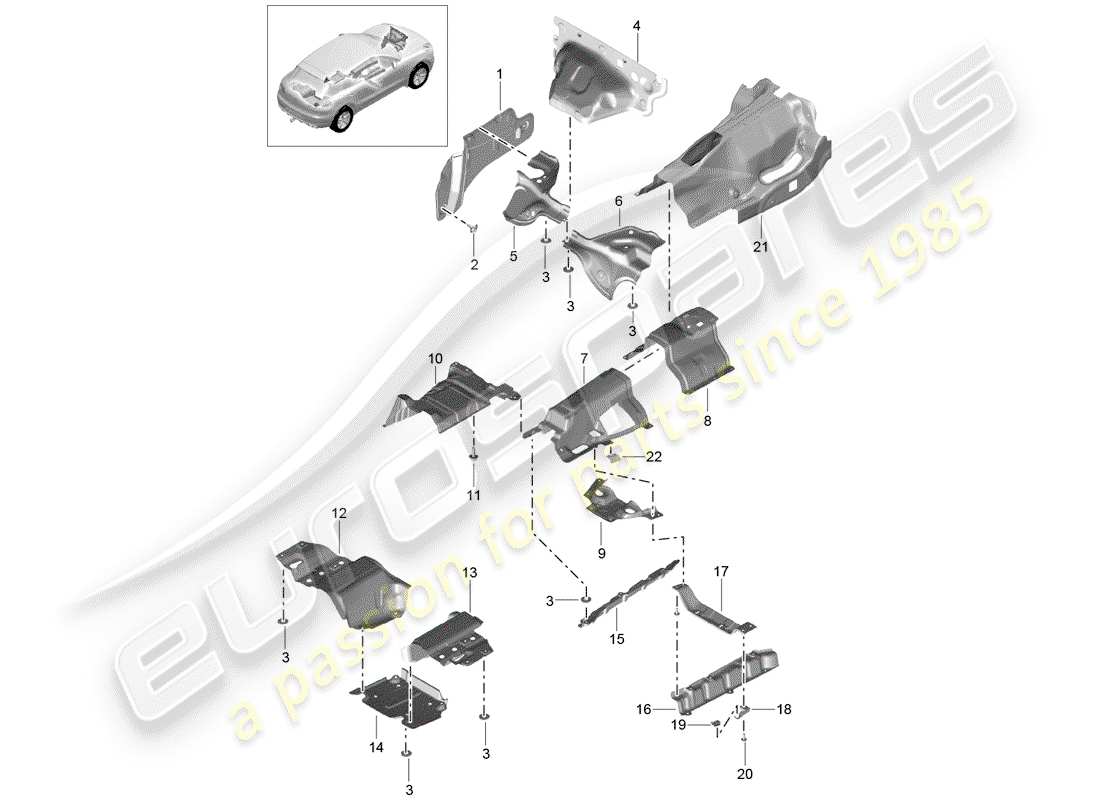porsche 2016 (macan) diagrama de piezas del revestimiento