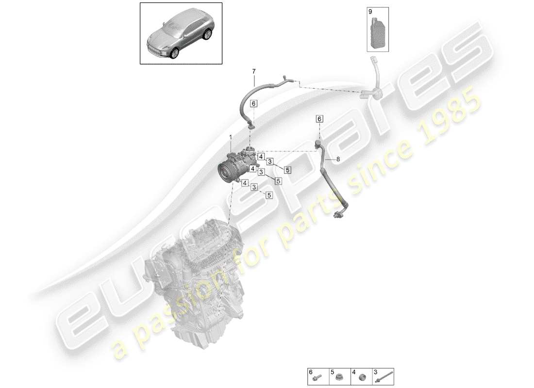 porsche 2019 (macan) compresor de aire acondicionado diagrama de piezas