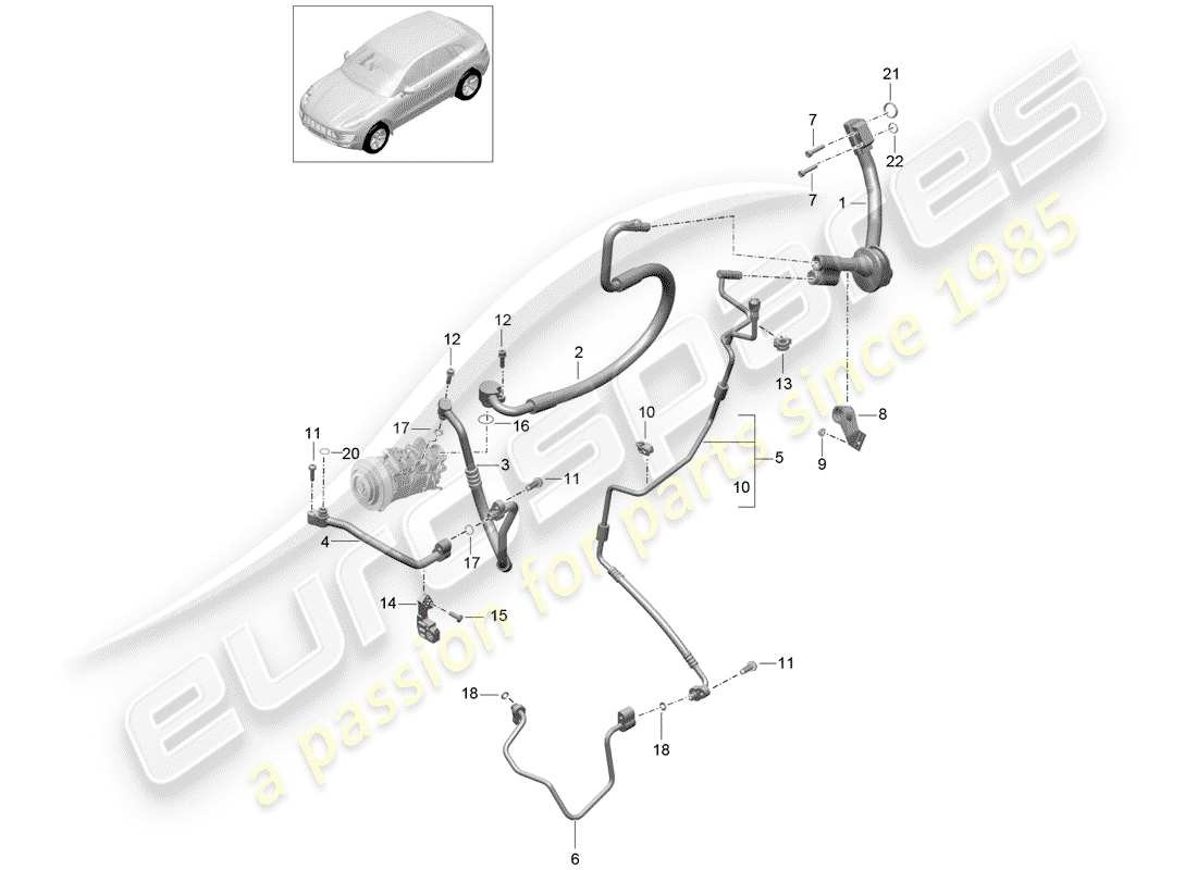 porsche 2016 (macan) diagrama de piezas del circuito refrigerante
