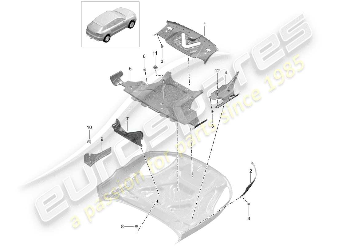 porsche 2017 (macan) recubrimiento diagrama de piezas
