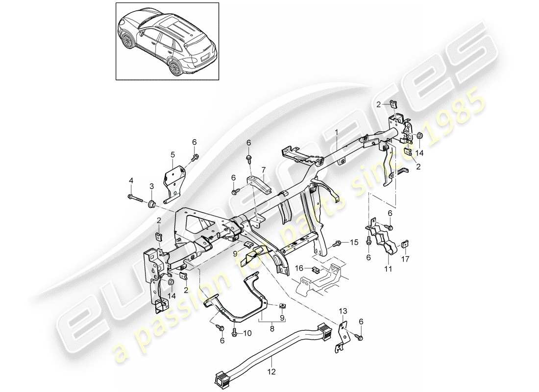 porsche 2016 (cayenne e2 92a) marco de retención diagrama de piezas