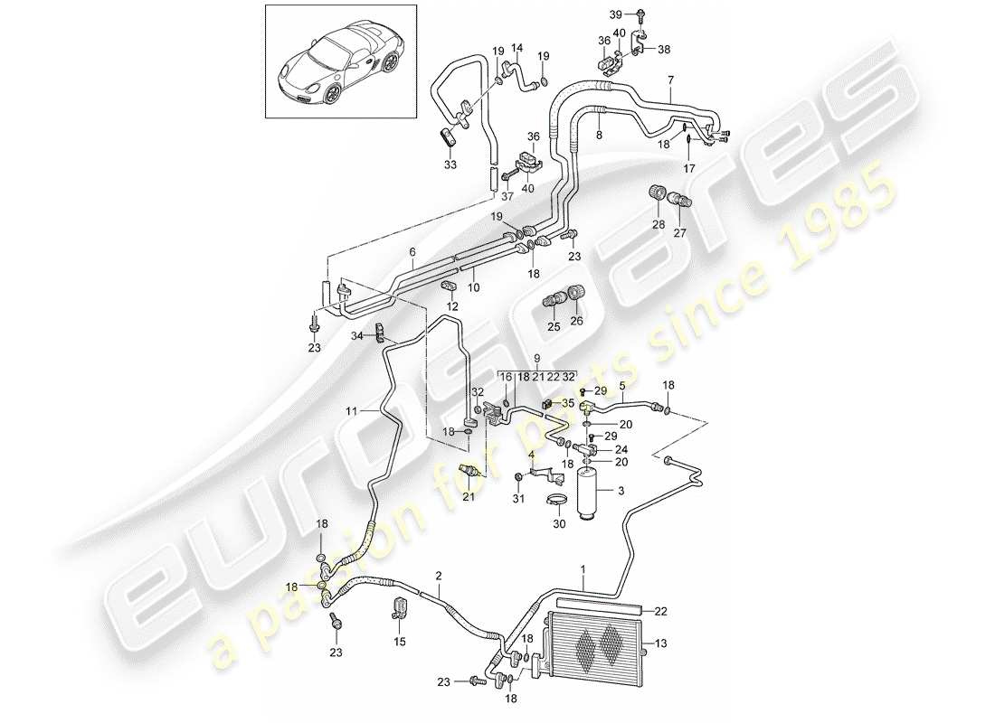 porsche 2009 (987 boxster) diagrama de piezas del circuito refrigerante