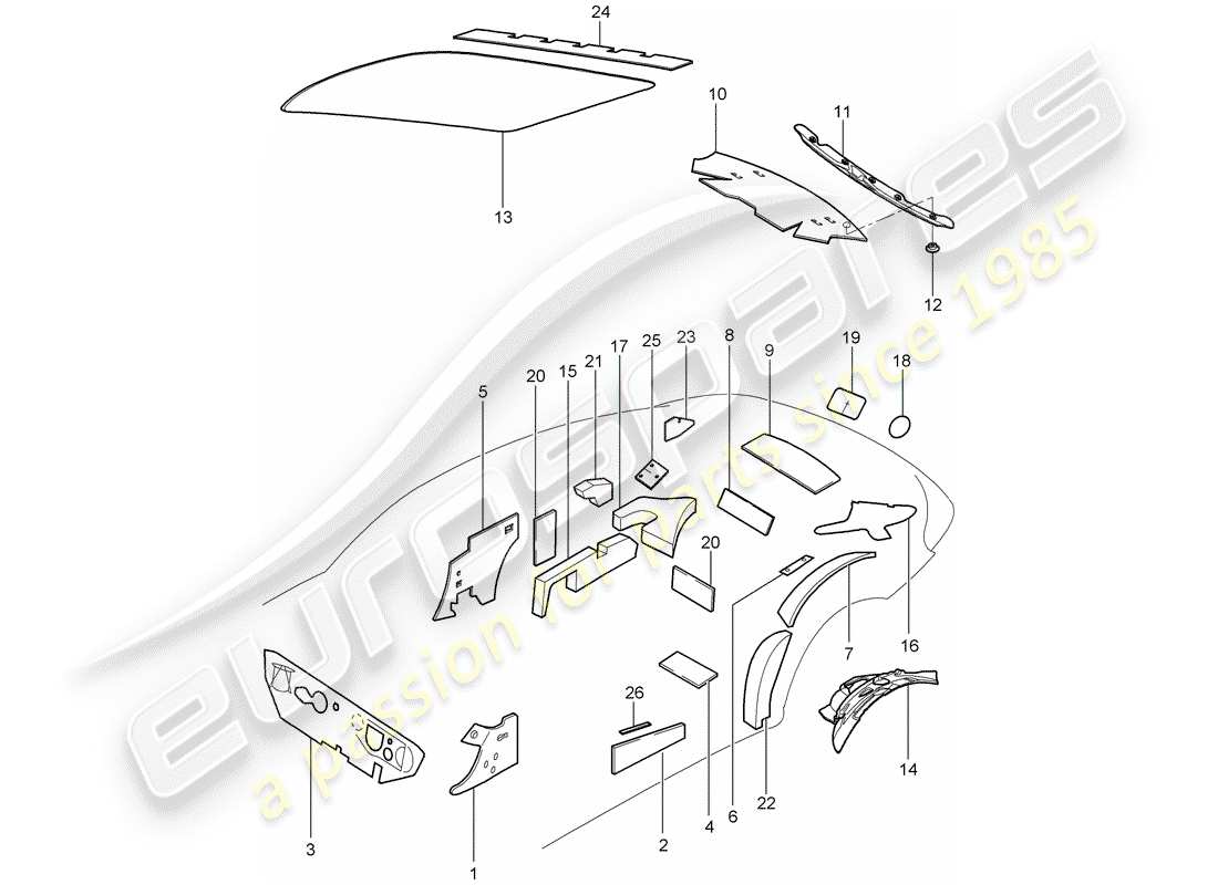 porsche 2012 (997-2) carrocería diagrama de piezas