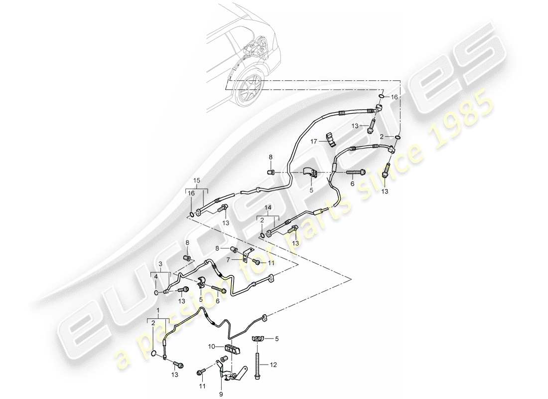 porsche 2003 (cayenne e1 9pa) diagrama de piezas del circuito refrigerante