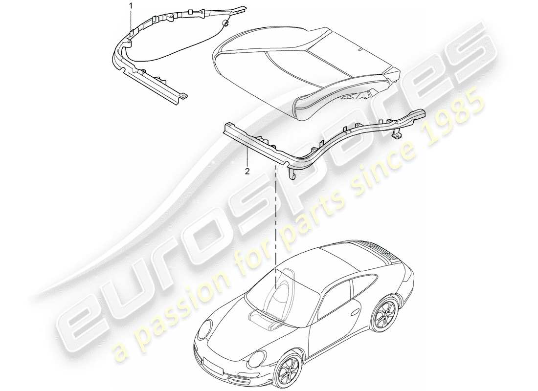 porsche 2011 (997-2 turbo / gt2 rs) portador de cojín diagrama de piezas