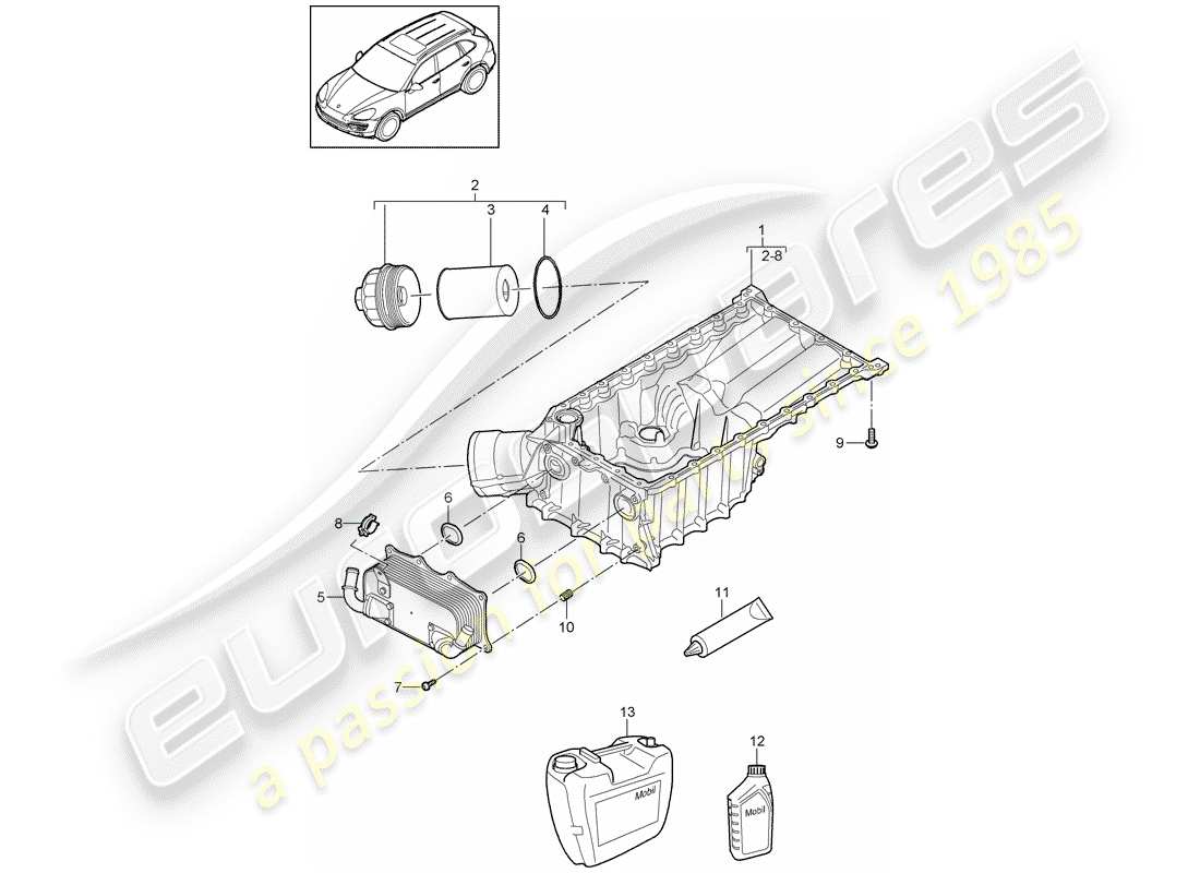 porsche 2016 (cayenne e2 92a) diagrama de piezas de la carcasa conductora de aceite