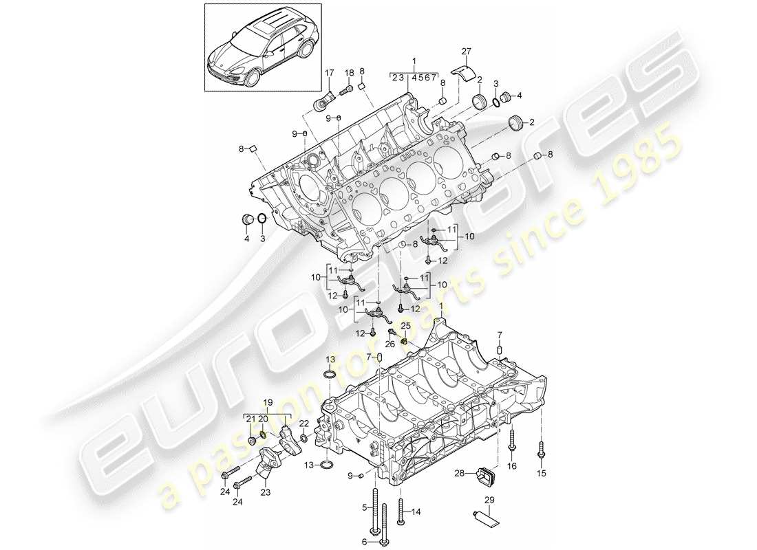 porsche 2016 (cayenne e2 92a) diagrama de piezas del carter