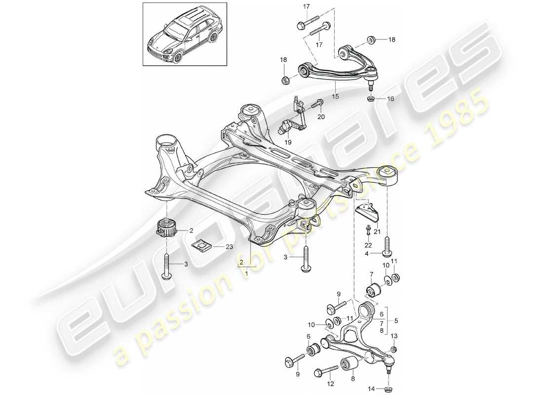 porsche 2016 (cayenne e2 92a) diagrama de piezas del sub-marco