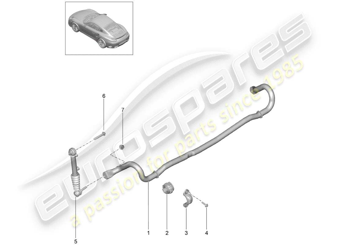 porsche 2017 (991-2 turbo) diagrama de piezas del estabilizador