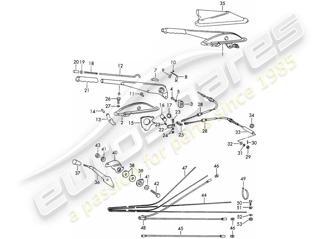 porsche 1966 (911/912) freno de mano - calentador - actuador - d >> - mj 1967 diagrama de piezas