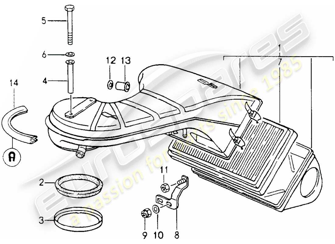 porsche 1990 (964) filtro de aire diagrama de piezas
