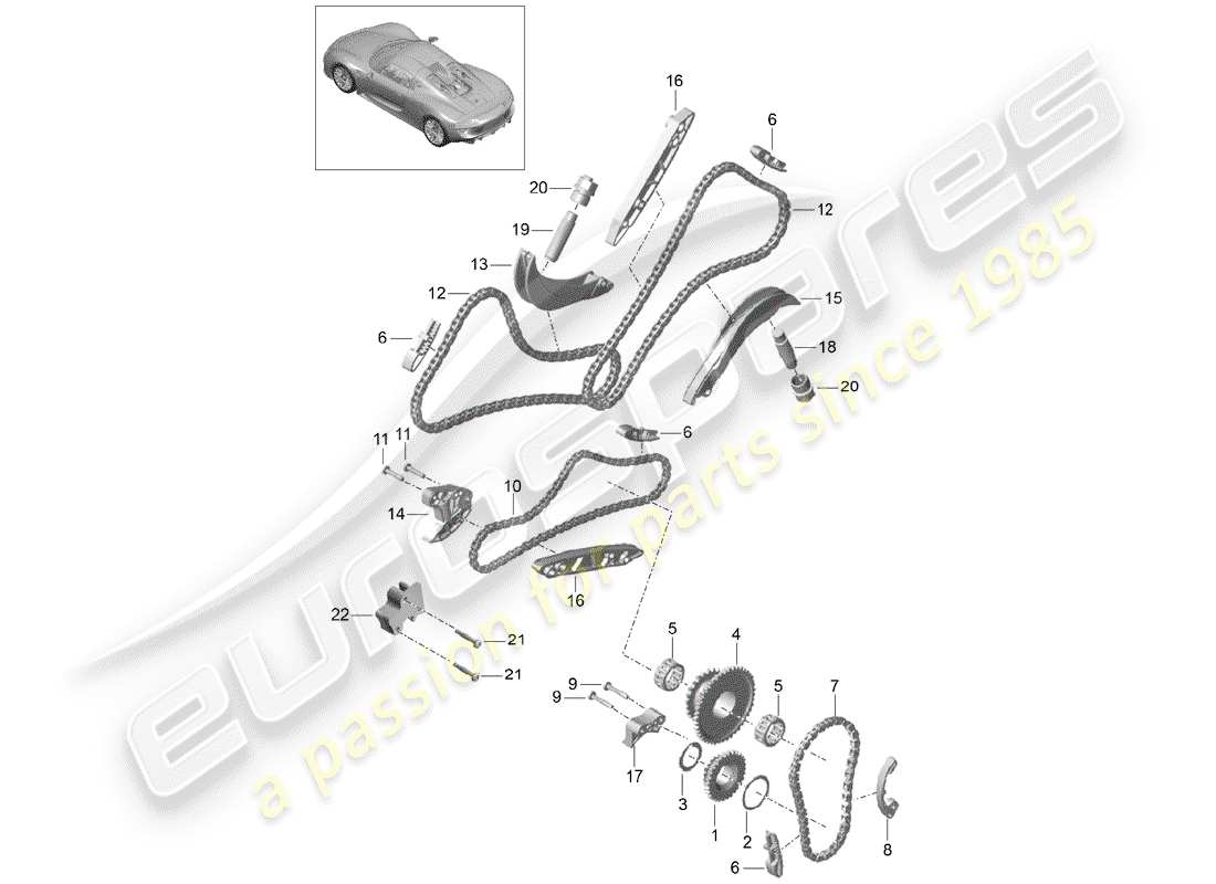 porsche 2015 (918 spyder) control de válvula diagrama de piezas