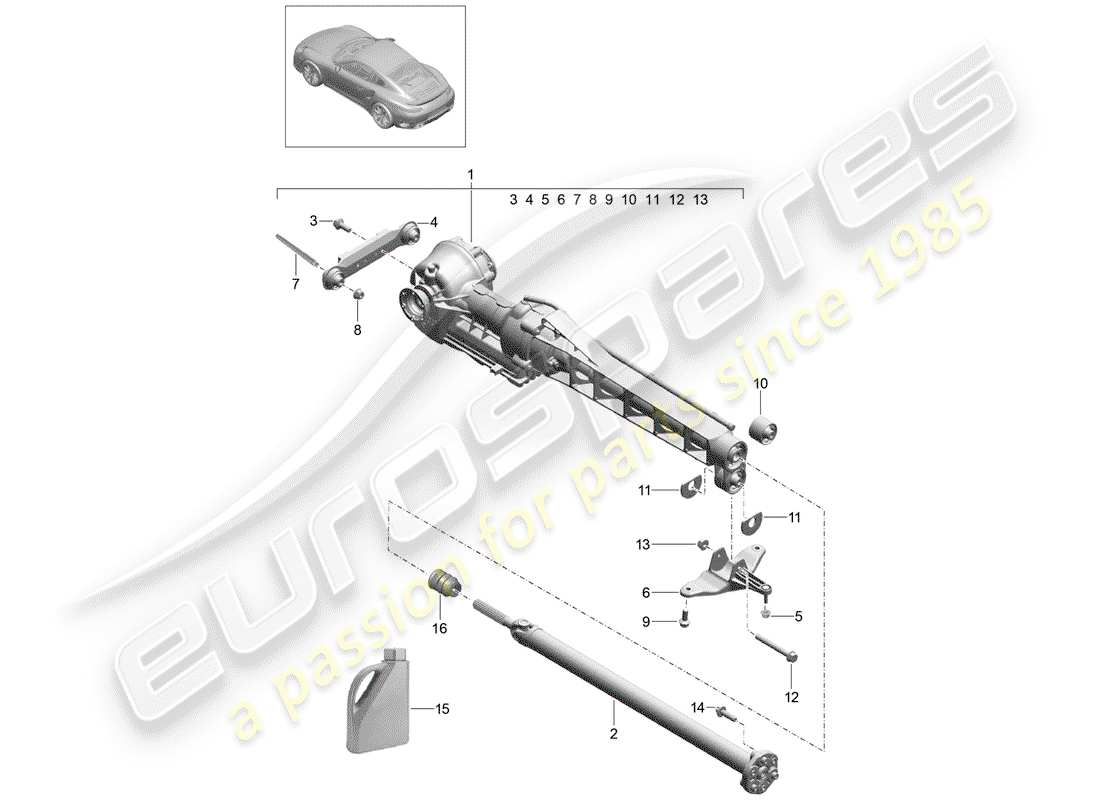 porsche 2014 (991-1 turbo) diferencial del eje delantero diagrama de piezas