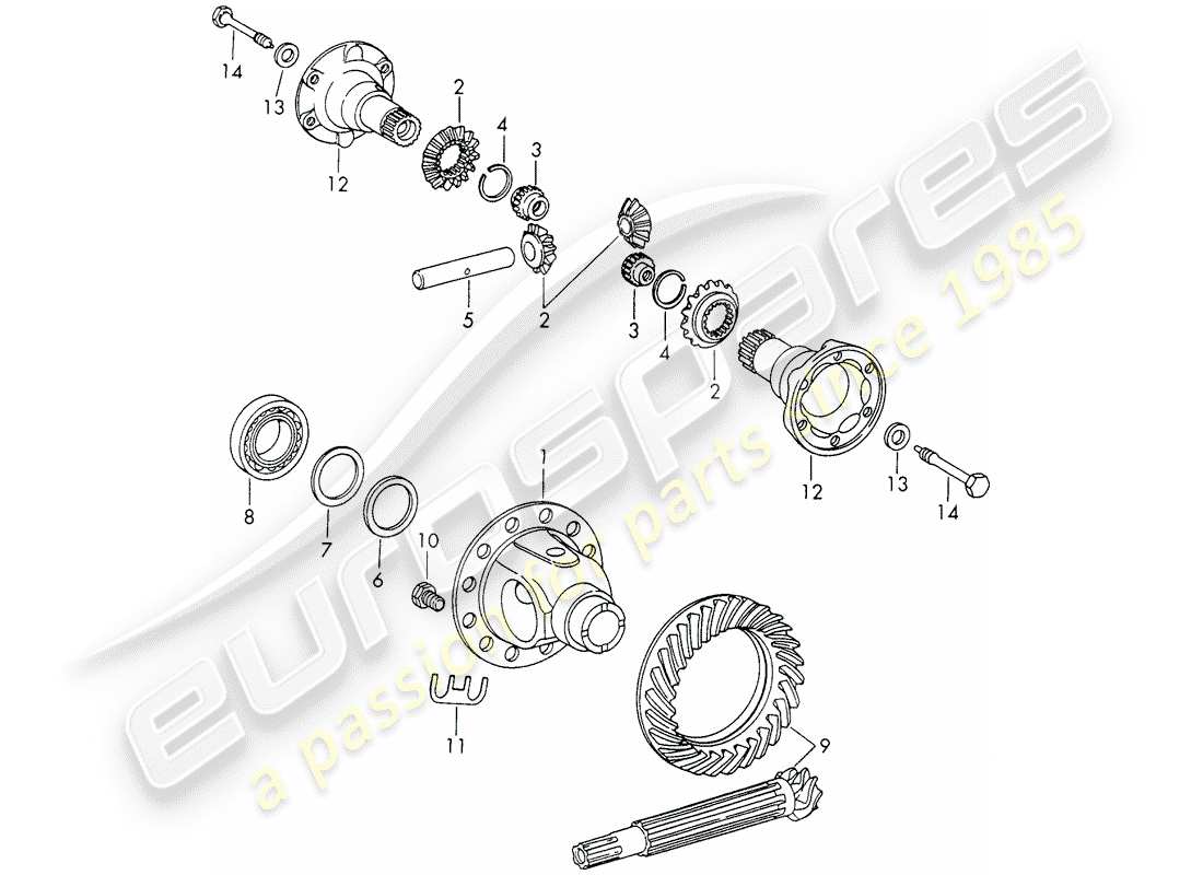 porsche 1966 (911/912) diferencial - sportomatic - d >> - mj 1968 diagrama de piezas