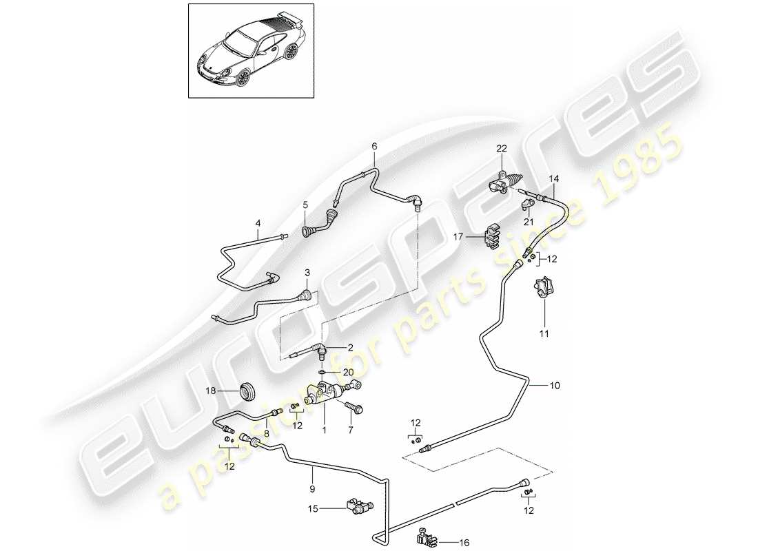 porsche 2007 (997-1 gt3) embrague hidráulico diagrama de piezas