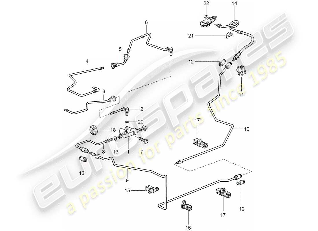 porsche 2008 (997-1 gt3) embrague hidráulico diagrama de piezas