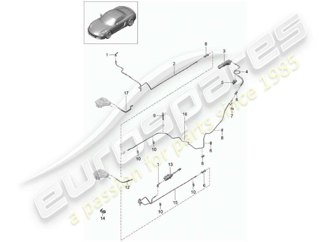 porsche 2015 (981 boxster) accionamiento del embrague diagrama de piezas