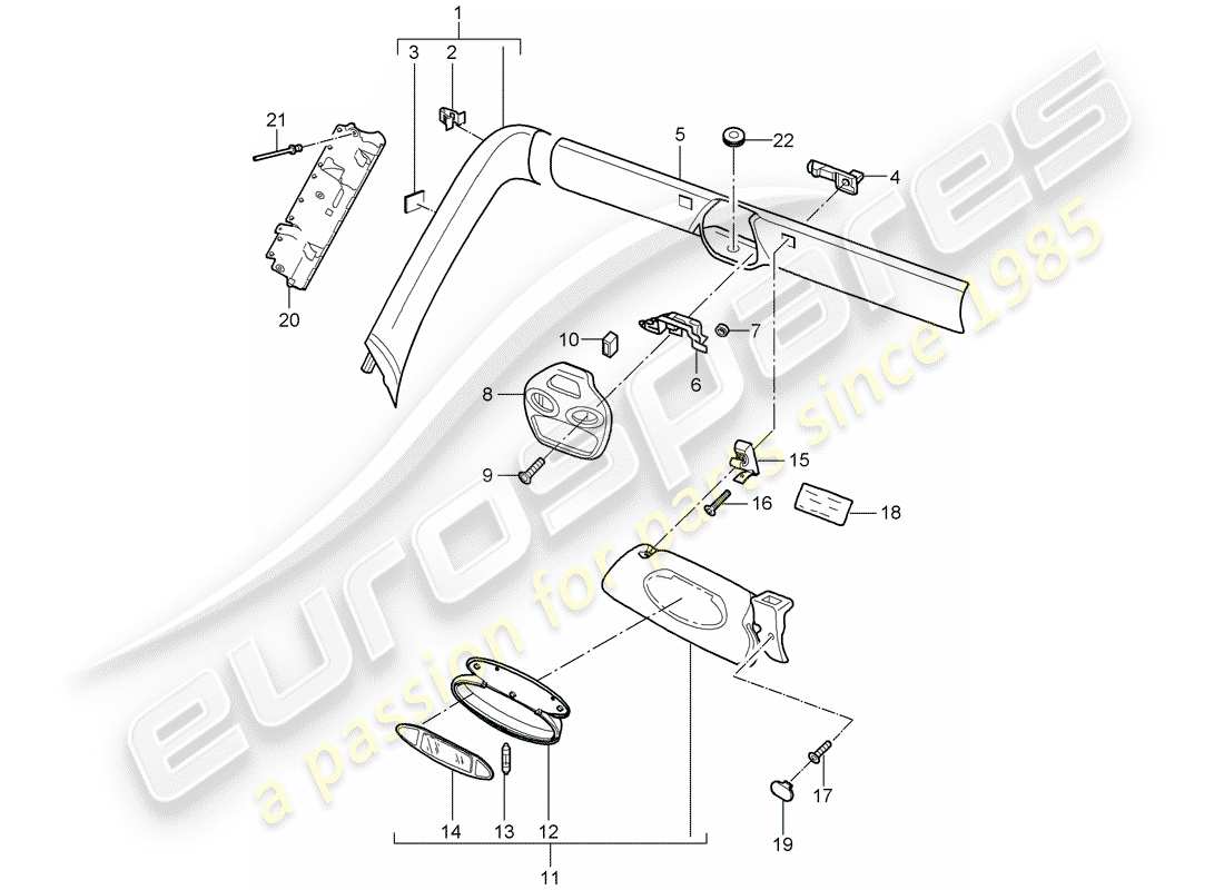 porsche 2009 (997-2) un pilar diagrama de piezas