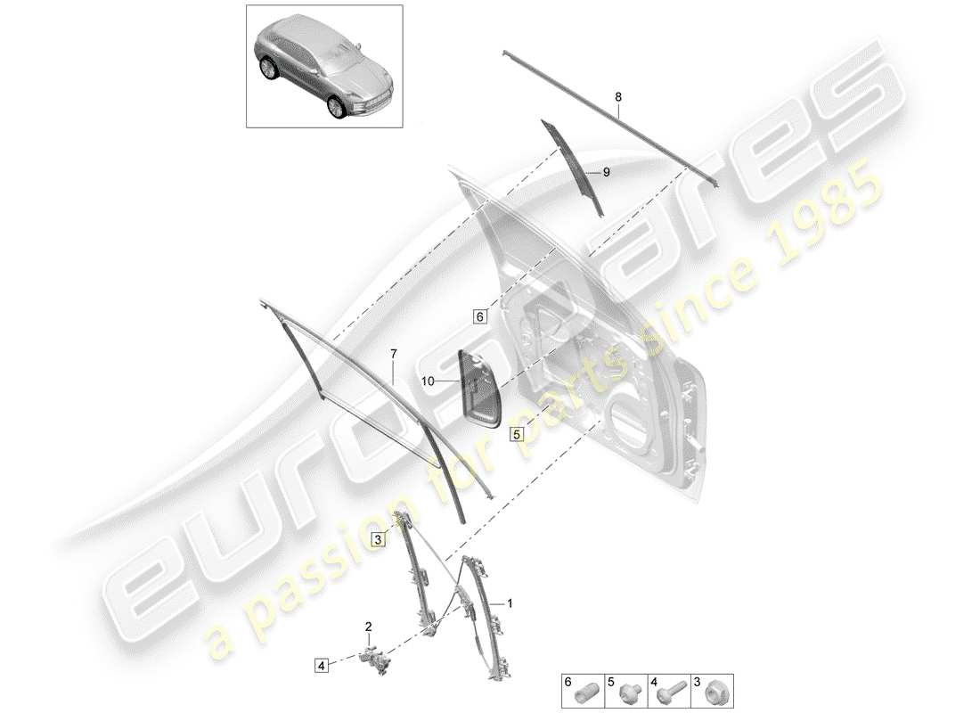 porsche 2019 (macan) diagrama de pieza del regulador de ventana